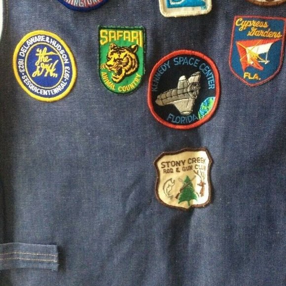 VTG Patch Denim Vest Jean travel patches disney - Picture 8 of 8